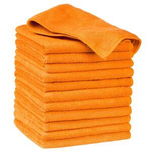 12 Pack Microfiber Lint Free High Absorbent Cleaning Rags 12" x 12" Orange